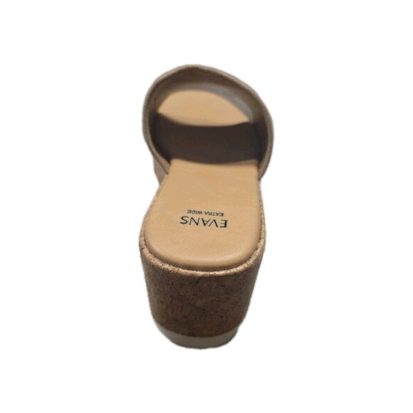 EVANS Tan Wedge Cork Comfort Slide Sandals. Size 9W. Ws324 - Picture 5 of 6